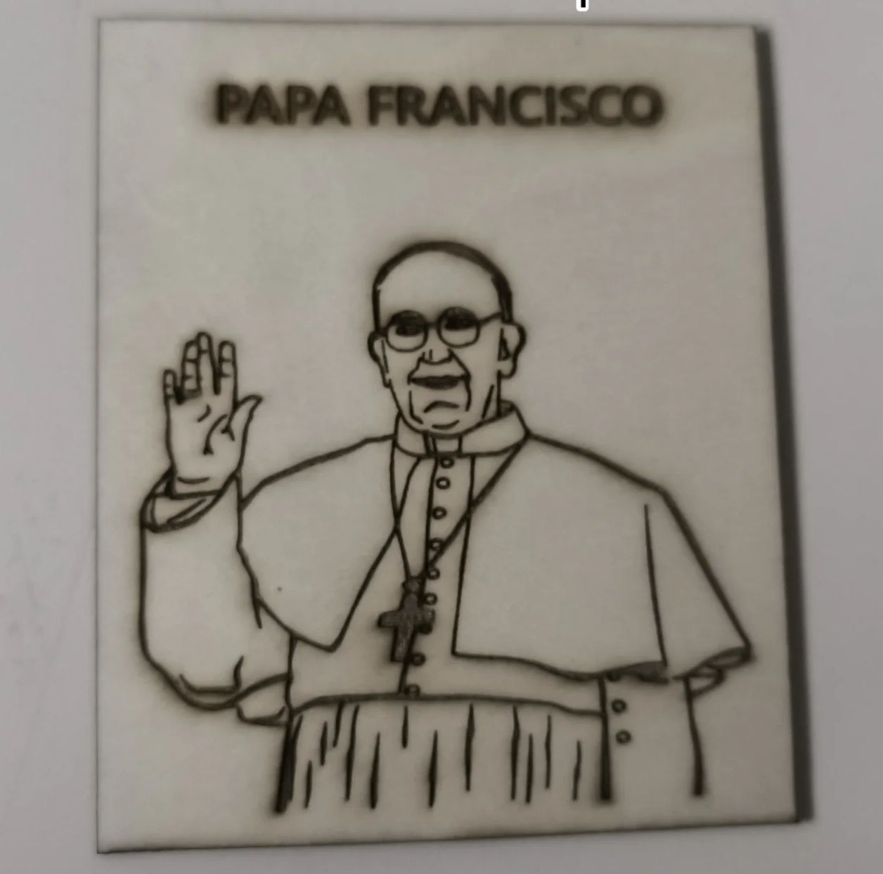 Peça LaserCrafts: Papa Francisco — Técnica Santos, Portugal, Igreja, Papa Francisco, Laser, Arte, Linhas Simples, Vaticano, Leiria