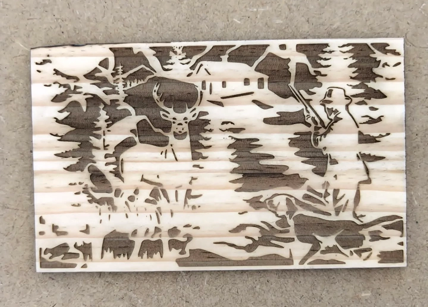 Peça LaserCrafts: Caça ao Veado — Técnica Caça, Veado, 3D, Engraving, Laser, Arte