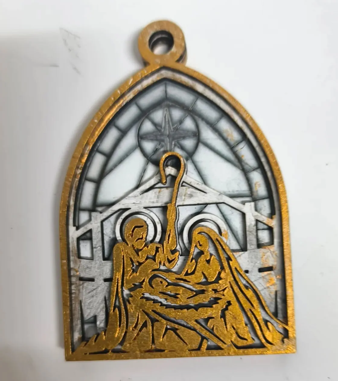 Peça LaserCrafts: Natal - Presépio — Técnica Natal, Presepio, 3D, Gold, Paint, Corte Manual, Dourado, Laser